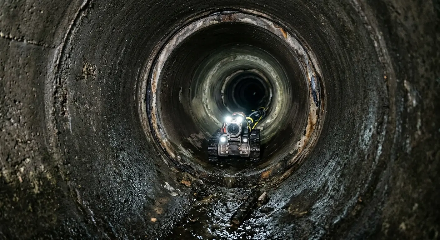 Robotic sewer camera inspecting pipe interior for Sewer Line Cleaning in Punta Gorda